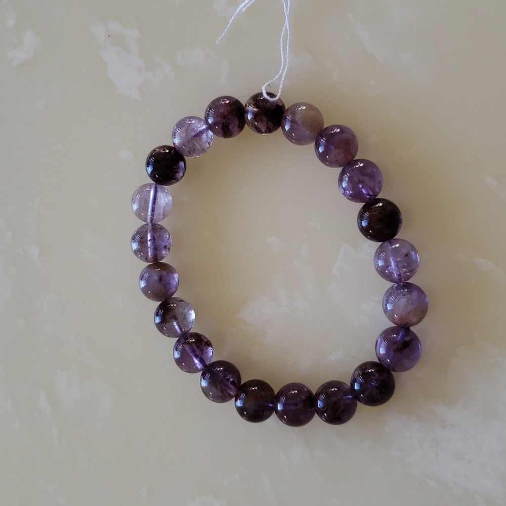 Natural Purple Phantom 9mm Clear Quartz Purple Phantom crystal beads bracelet